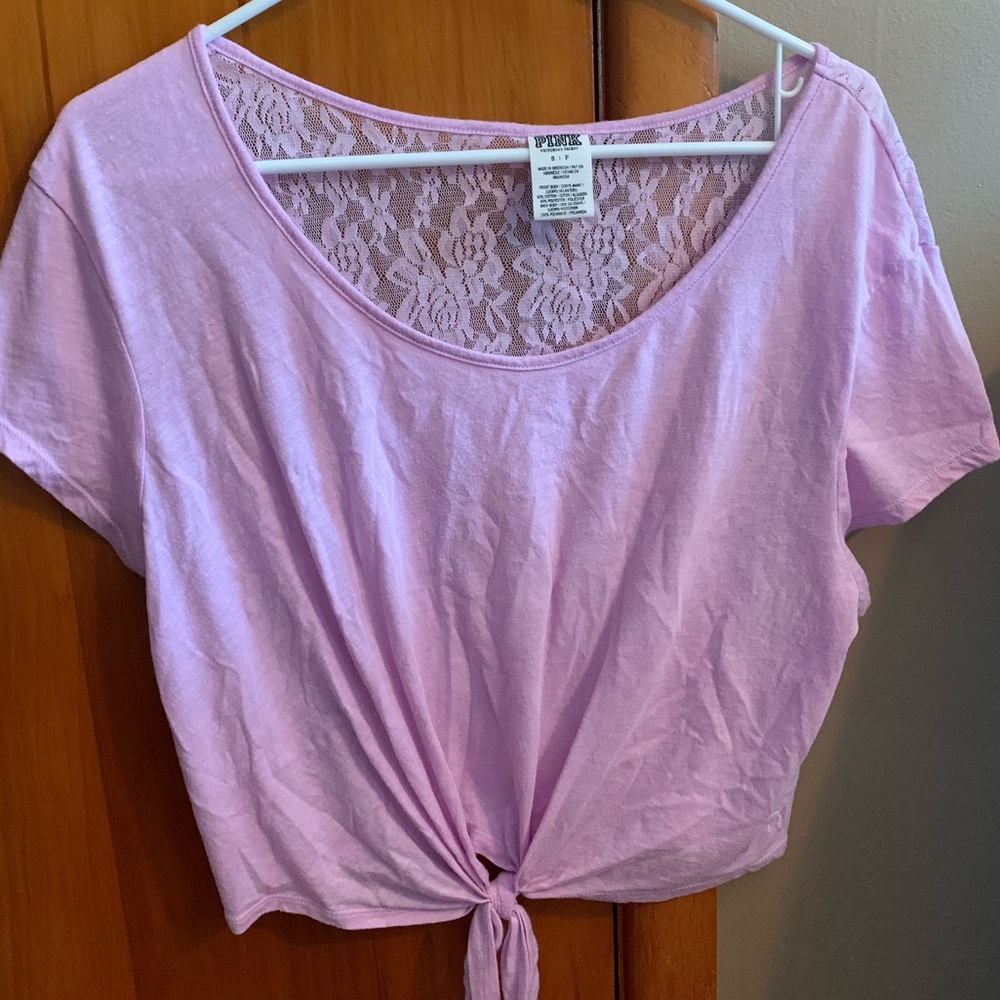 Lilac Front Tie Shirt with see through back
